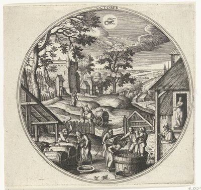 oktober De tolv måneder (serietitel) af Adriaen Collaert