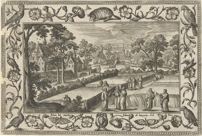 Kornplukning på sabbatten Landskaber med bibelske, mytologiske scener og jagtscener (serietitel) af Adriaen Collaert