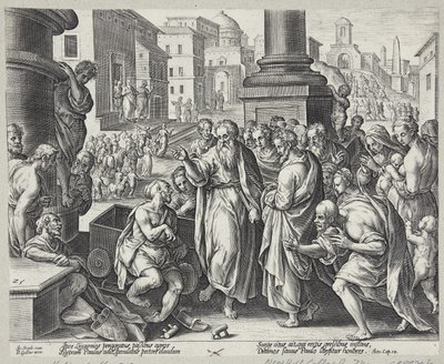 St. Paul helbreder en krøbling i Lystra af Adriaen Collaert
