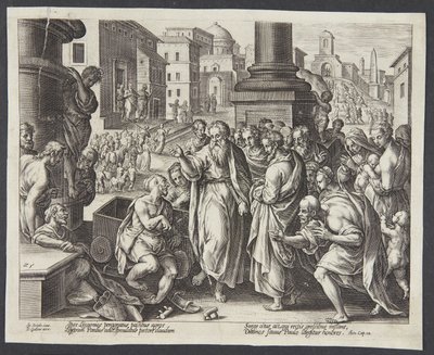 St. Paul helbreder en krøbling i Lystra af Adriaen Collaert