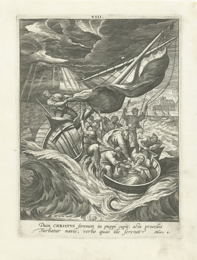 Storm på Genesaret Sø Life of Christ (serietitel) Vita I. Christi (serietitel) af Adriaen Collaert