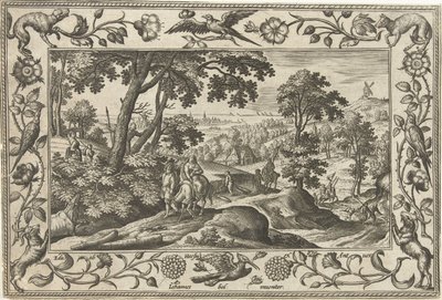 Flyvning til Egypten Landskaber med bibelske, mytologiske scener og jagtscener (serietitel) af Adriaen Collaert
