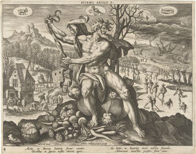 Vinter Hiems Aeolos. (titel på objekt) De fire årstider (serietitel) af Adriaen Collaert
