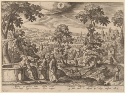 Kristus og Samarias kvinde af Adriaen Collaert after Hans Bol