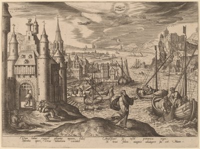 Jesus kalder apostlene blandt fiskerne af Adriaen Collaert after Hans Bol