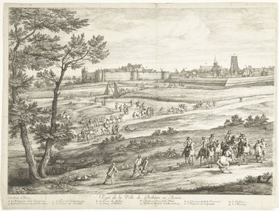 Udsigt over Bethune (venstre ark) Veuë de la Ville de Bethune en Artois (titel på objekt) af Adriaen Frans Boudewyns