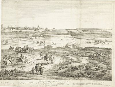 Udsigt over Bethune (højre ark) Veuë de la Ville de Bethune en Artois (titel på objektet) af Adriaen Frans Boudewyns
