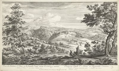 Se på kasteel af Sainte Anne Udsigt over slottet Ste. Anne i den frie Comté, som han ser sig selv komme ind i den (titel på objekt) af Adriaen Frans Boudewyns