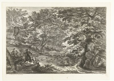 Landskab med rævejagt Landskaber med jægere (serietitel) af Adriaen Frans Boudewyns