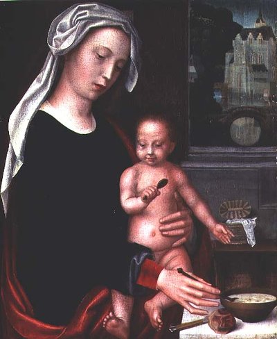 Madonna og barn (panel) af Adriaen Isenbrandt or Isenbrant