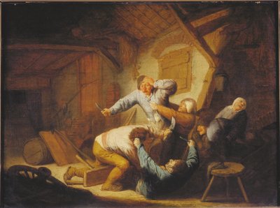 Farmers Fighting, midten af det 17. århundrede.. af Adriaen Jansz Ostade van