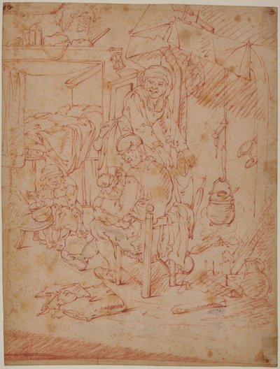 hollandsk interiør af Adriaen Jansz. van (attr. to) Ostade