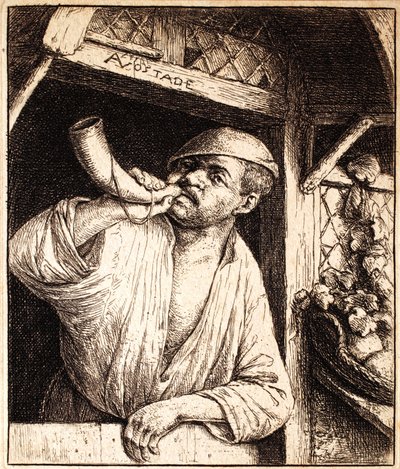 Bager slår sit horn, ca. 1670 af Adriaen Jansz. van Ostade