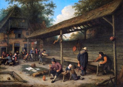 Gårdhave til en kro med et spil shuffleboard af Adriaen Jansz. van Ostade