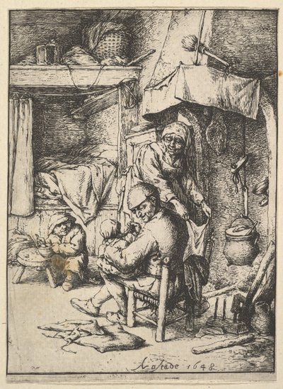 Fader fodrer sit Barn, 1610-85. af Adriaen Jansz. van Ostade