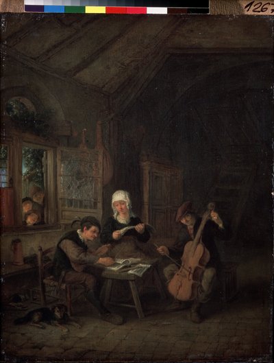 Landsbymusikere (Landsmusikere). Violinist og cellist spiller i et hus. Maleri af Adriaen Jansz Van Ostade (1610-1685) af Adriaen Jansz. van Ostade