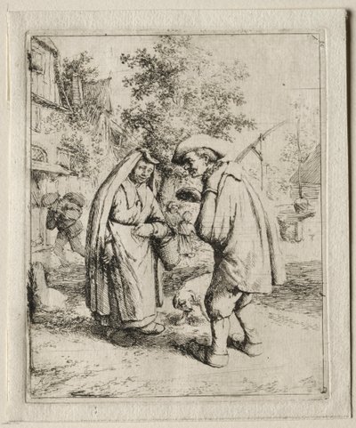 Bonde i samtale med en kvinde. af Adriaen Jansz. van Ostade