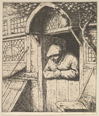 Bonde lænet op ad døren, 1610-85. af Adriaen Jansz. van Ostade