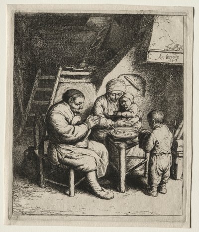 Saying Grace, 1653. af Adriaen Jansz. van Ostade