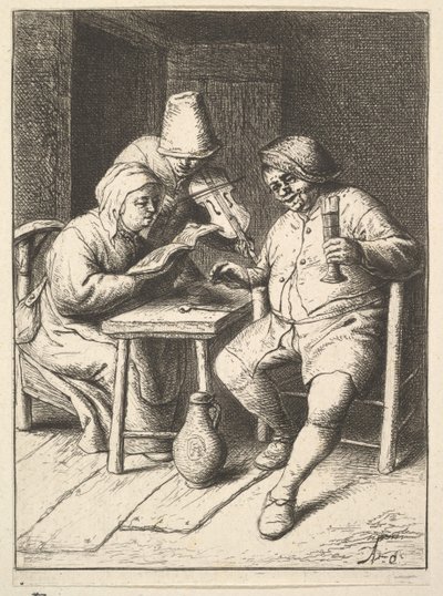 Syngende par og violin, 1610-85. af Adriaen Jansz. van Ostade