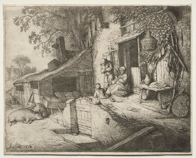 Kvinden, der spinder. af Adriaen Jansz. van Ostade