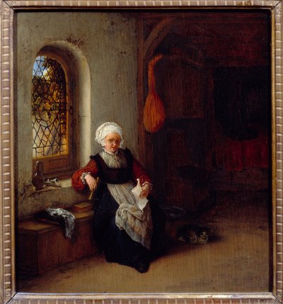 Kvinden har brevet. Maleri af Adrien Van Ostade (1610-1685) Ec. Hol. af Adriaen Jansz. van Ostade