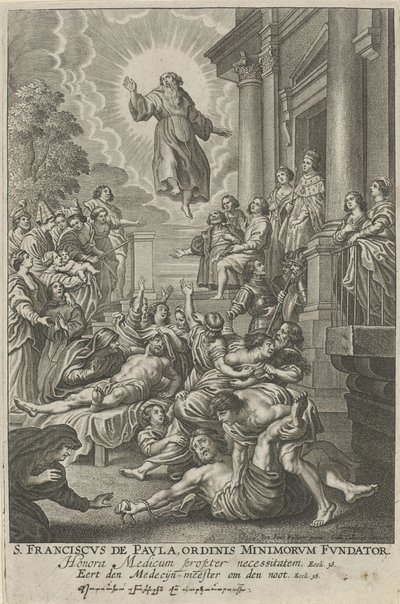H. Franciscus van Paola geneest de zieken St. Francis de Paula, grundlægger af Mindreordenen (titel på objekt) af Adriaen Lommelin