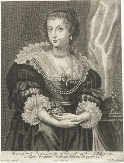 Portræt af Henrietta Maria, hustru til Charles I af England af Adriaen Lommelin