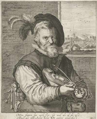 Gammel spillemand af Adriaen Matham