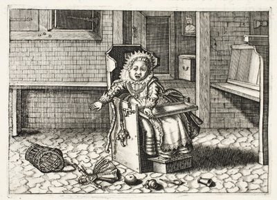 Baby græder efter sit legetøj, illustration fra 