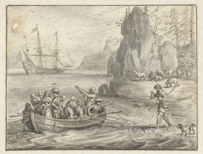 Celadon beder pirater om at tage ham sammen med hans bortførte kone, Galatea af Adriaen Pietersz van de Venne