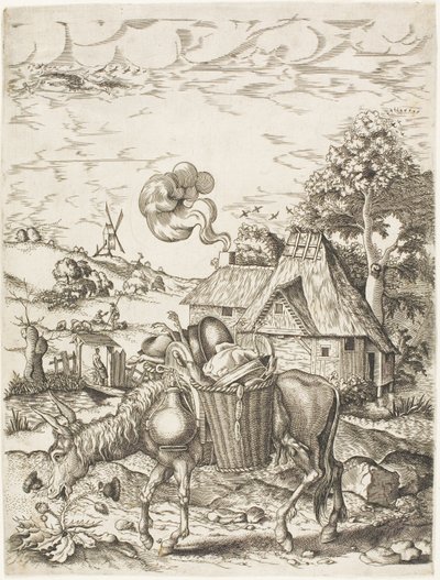 Æselet fyldt med mad, fra Emblematic Figures of Animals af Adriaen Pietersz. van de Venne