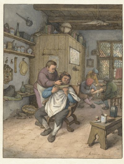 En Barbershop Barbierswinkel af Adriaen van Ostade