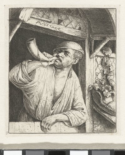 Baker blæser i horn af Adriaen van Ostade