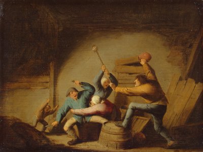 Slagsmål af Adriaen van Ostade
