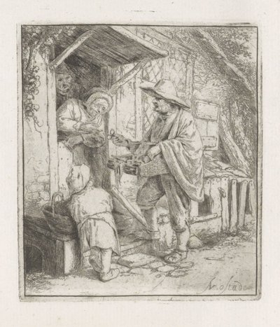 Brillesælger med en gammel kvinde af Adriaen van Ostade