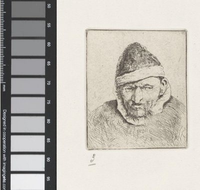 Buste af en gammel bonde med spids hat af Adriaen van Ostade