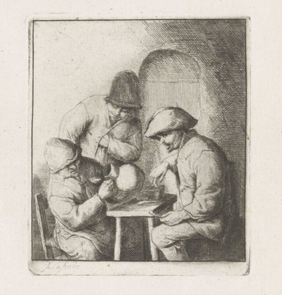 Tre mænd med en tom kande af Adriaen van Ostade