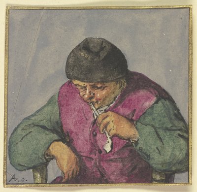 Halvfigur af en siddende bonde med pibe af Adriaen van Ostade