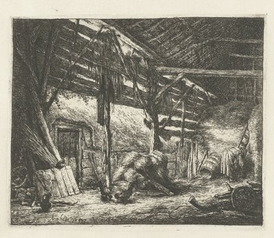 Interiør af en hølade Laden af Adriaen van Ostade