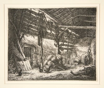 Interiør af en lade af Adriaen van Ostade