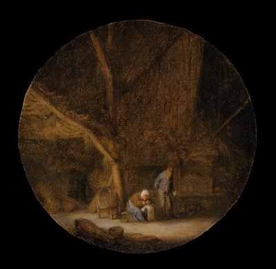 Interiør med en bondefamilie af Adriaen van Ostade