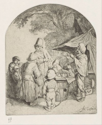Quack sælger sine varer af Adriaen van Ostade