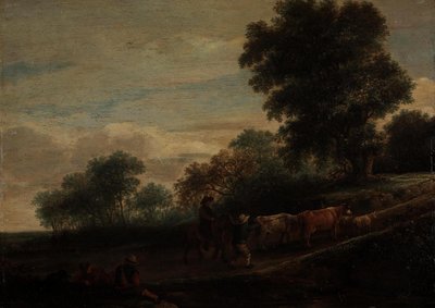 Landskab med hyrder og kvæg af Adriaen van Ostade