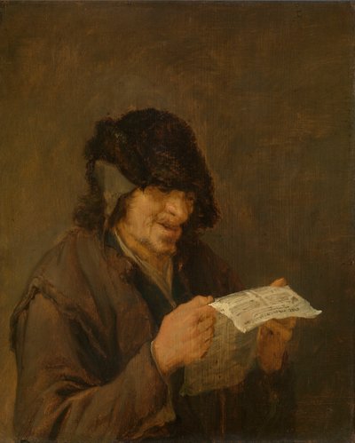 Mand, der læser avis af Adriaen van Ostade