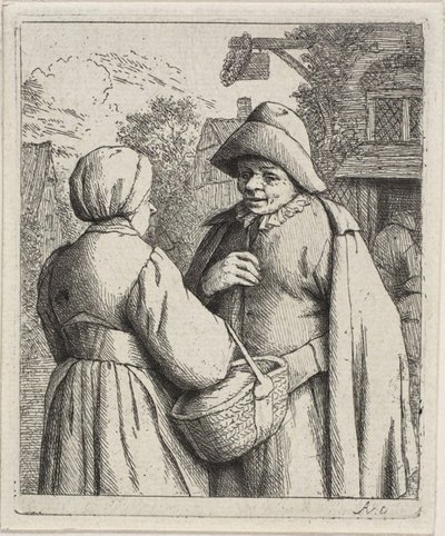 Mand og kvinde samtaler af Adriaen van Ostade