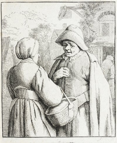 Mand og kvinde i samtale af Adriaen van Ostade