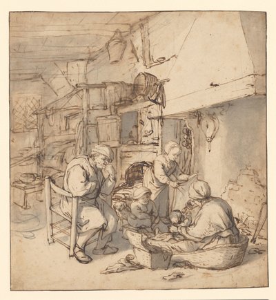 Bondefamilie omkring pejsen Bondefamilie ved et ildsted af Adriaen van Ostade