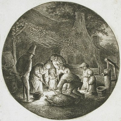 Bønder, der dræber et svin af Adriaen van Ostade