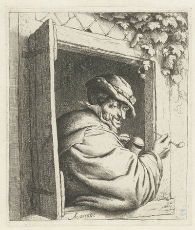 Rygende landmand i en vinduesåbning Rygeren ved vinduet af Adriaen van Ostade